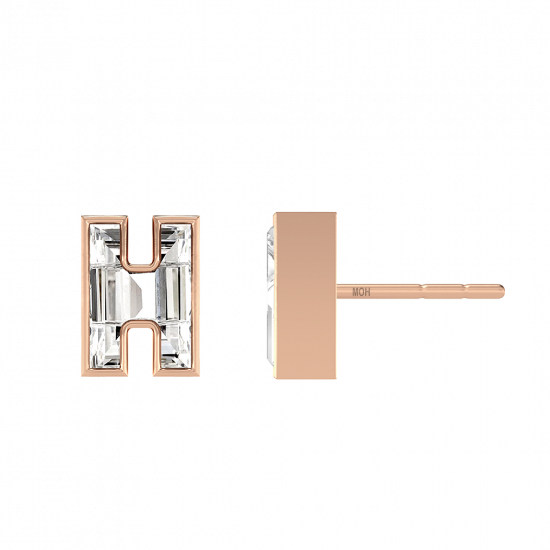Alphabet Diamond Stud Rose Gold Earrings by MOH on curated-crowd.com