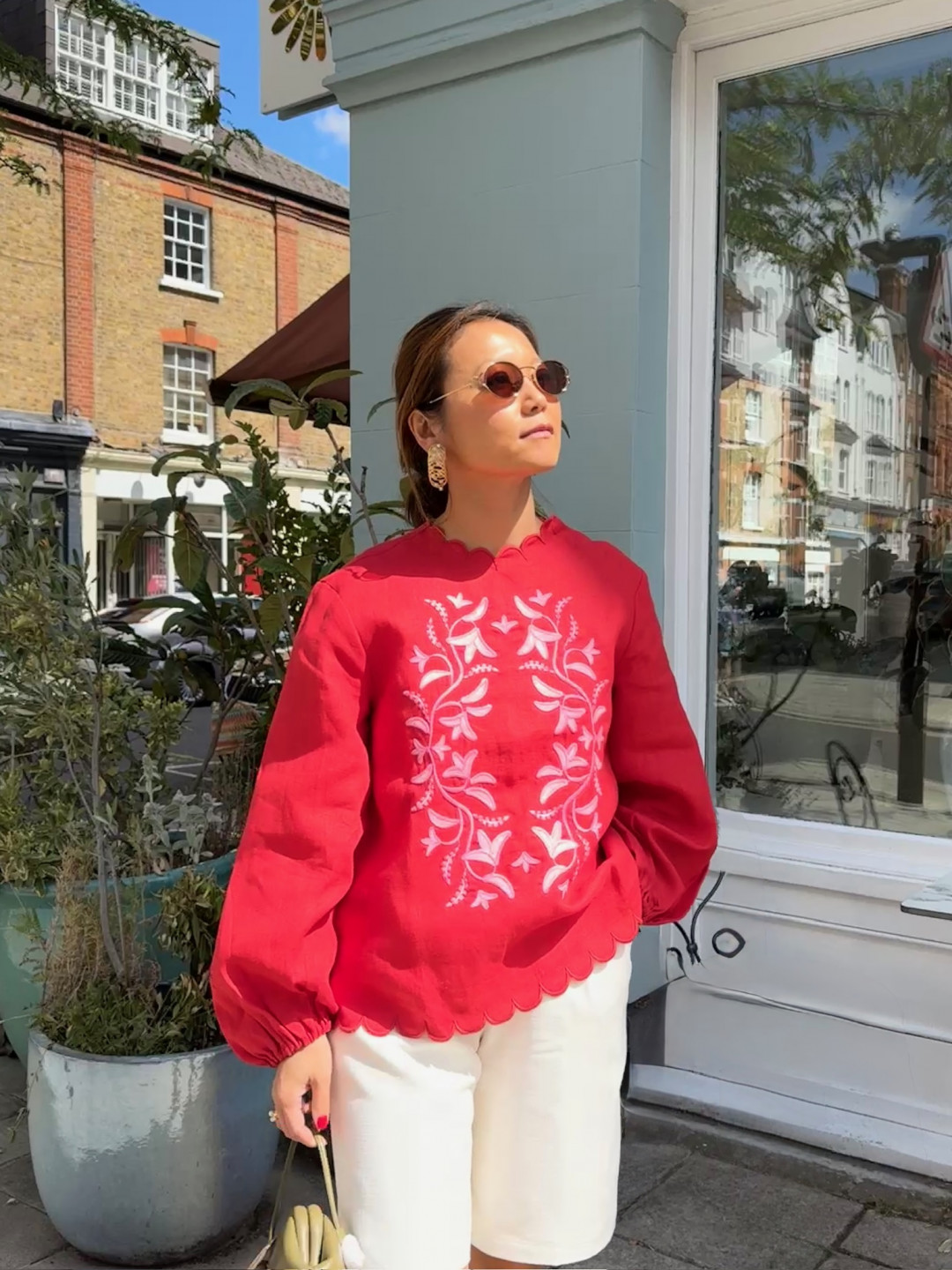 Red‑Coloured Embroidered Shirt  'Troyanda' by Etnodim on curated-crowd.com