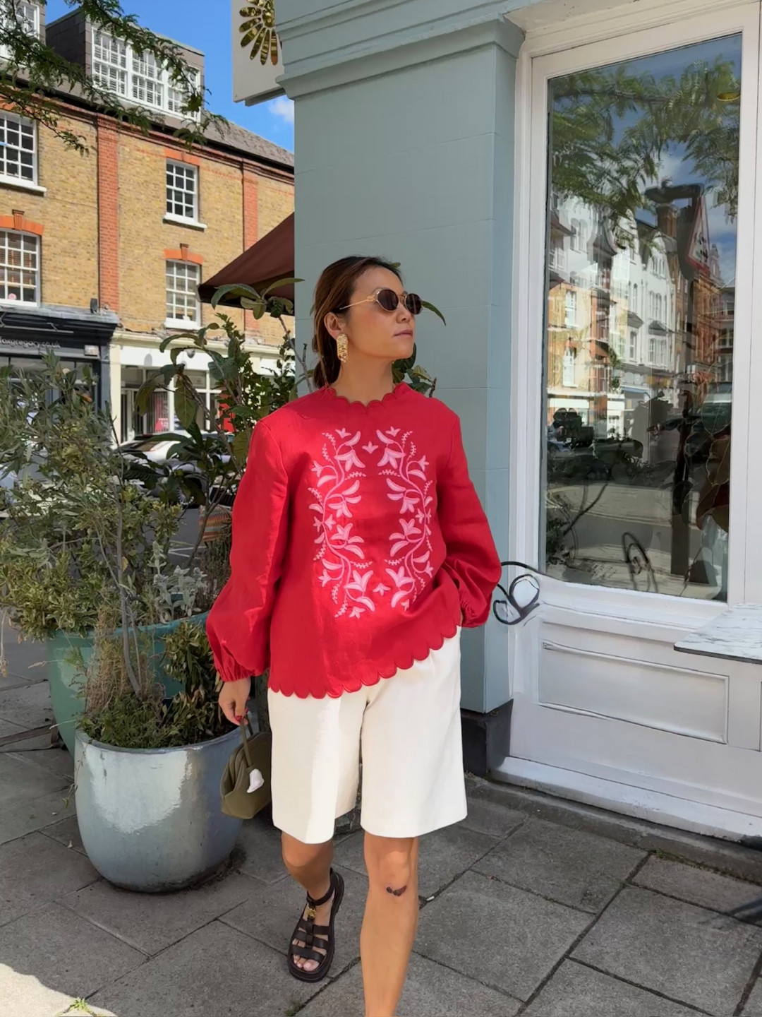 Red‑Coloured Embroidered Shirt  'Troyanda' by Etnodim on curated-crowd.com