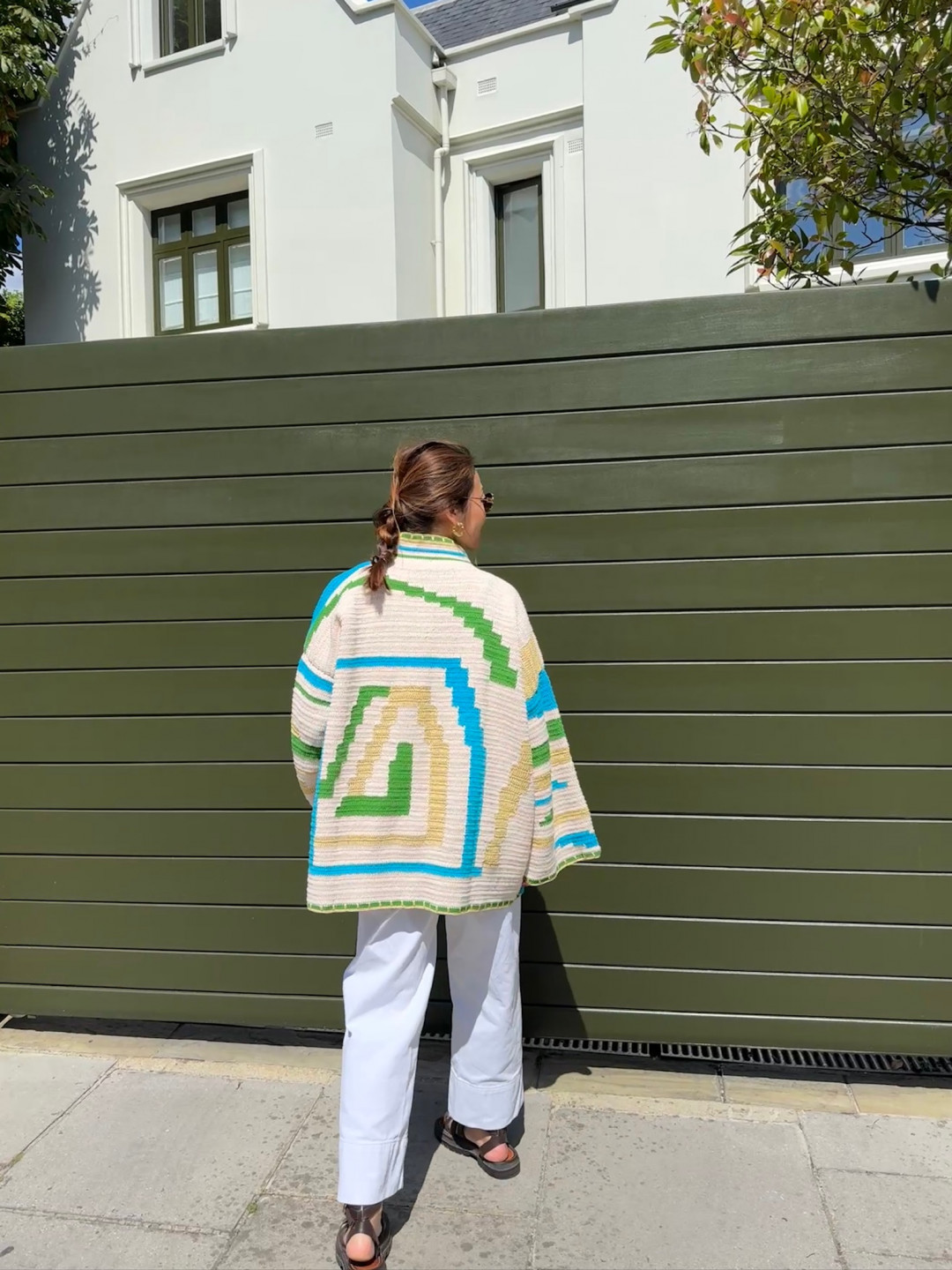 Kiona Jacket Beige/Green Long by Jessica K on curated-crowd.com