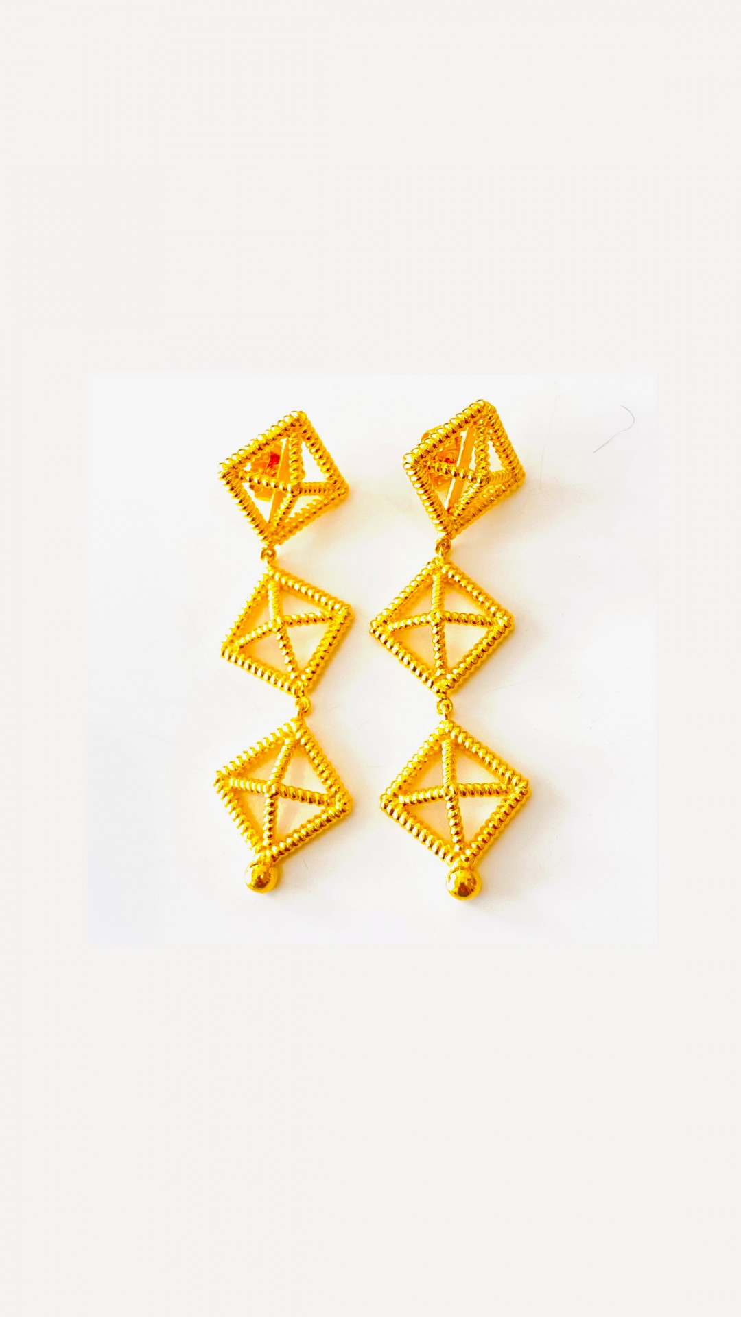 Triple Ropetwist Pyramid Eardrops by Tay Jewellery on curated-crowd.com