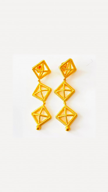 Triple Ropetwist Pyramid Eardrops by Tay Jewellery on curated-crowd.com
