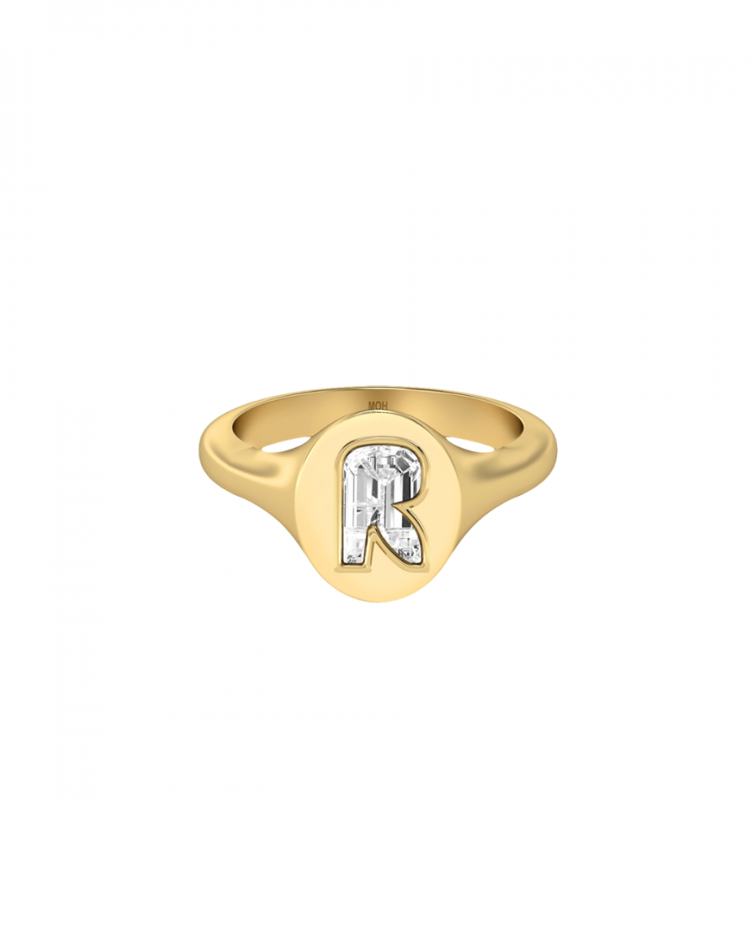 Alphabet Diamond Signet Gold Ring by MOH on curated-crowd.com