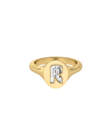 Alphabet Diamond Signet Gold Ring by MOH on curated-crowd.com