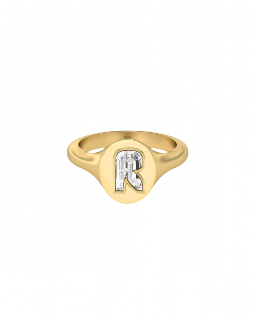 Alphabet Diamond Signet Gold Ring by MOH on curated-crowd.com