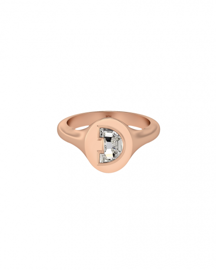 Alphabet Diamond Signet Rose Gold Ring by MOH on curated-crowd.com