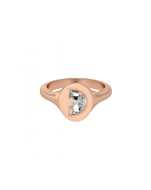 Alphabet Diamond Signet Rose Gold Ring by MOH on curated-crowd.com