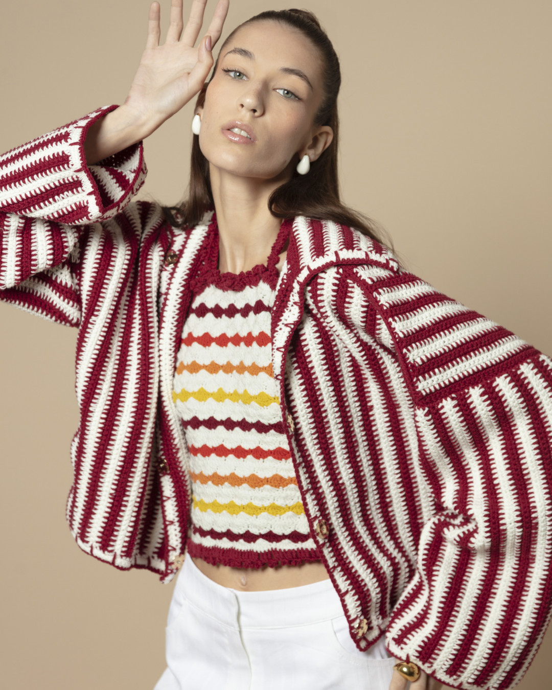 Daria Jacket Burgundy/White by Jessica K on curated-crowd.com