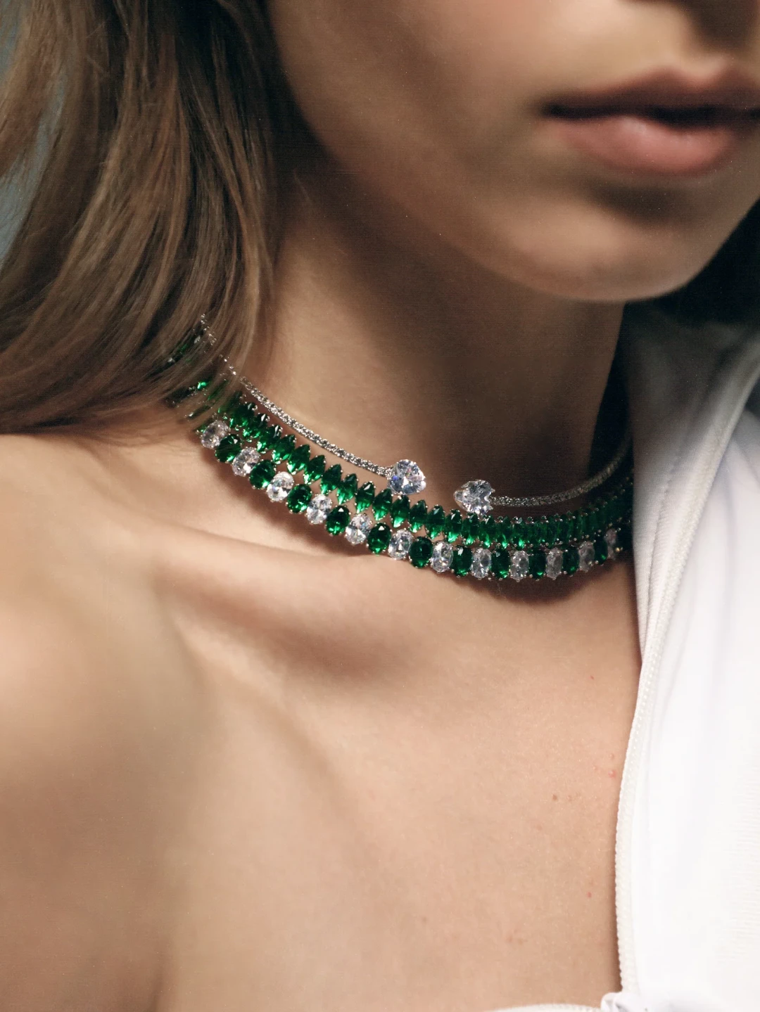 Esoteric Choker Emerald and White by Curated Crowd Collective on curated-crowd.com
