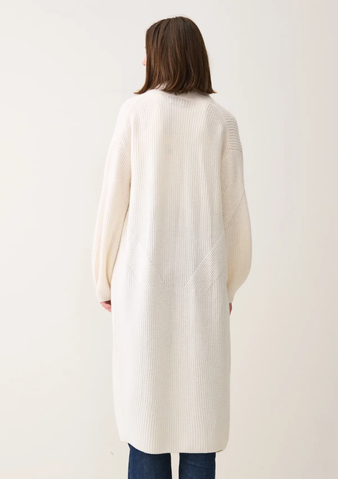 Ribbed Cashmere Coatigan in Snow by LOOP Cashmere on curated-crowd.com