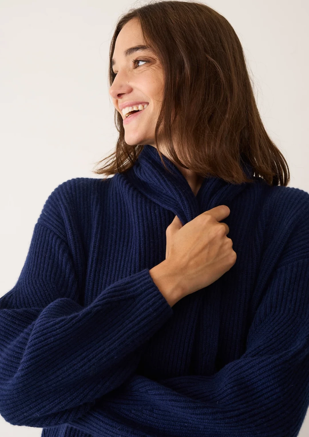 Ribbed Cashmere Coatigan in Midnight Blue by LOOP Cashmere on curated-crowd.com