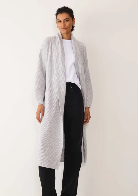 Ribbed Cashmere Coatigan in Foggy Grey by LOOP Cashmere on curated-crowd.com