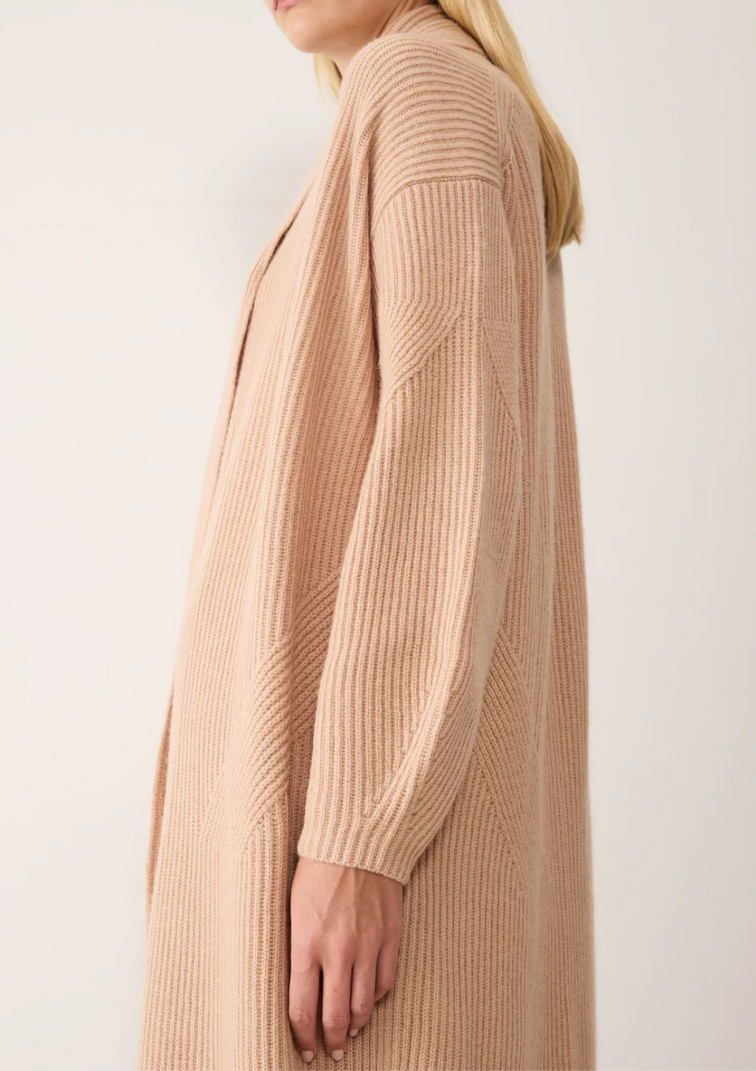 Ribbed Cashmere Coatigan in Toffee by LOOP Cashmere on curated-crowd.com