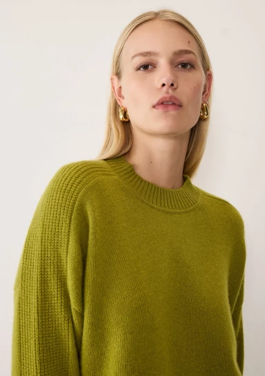 Ribbed Detail Lofty Crew Sweatshirt by LOOP Cashmere on curated-crowd.com