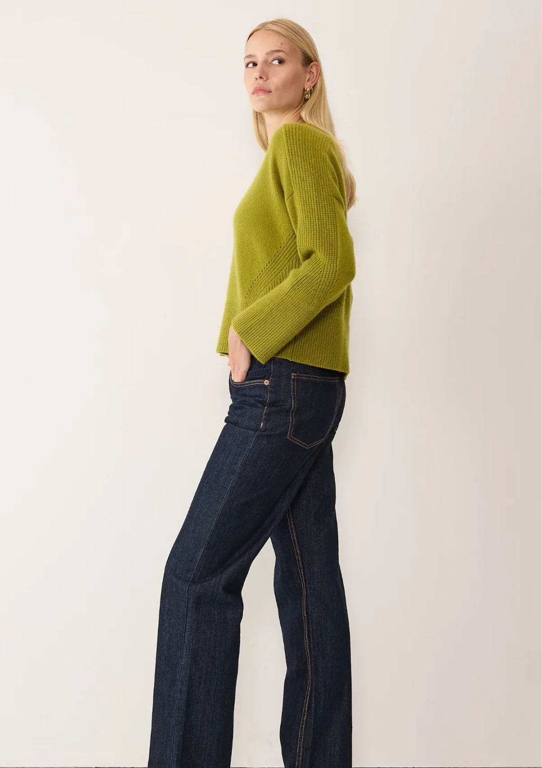 Ribbed Detail Lofty Crew Sweatshirt by LOOP Cashmere on curated-crowd.com