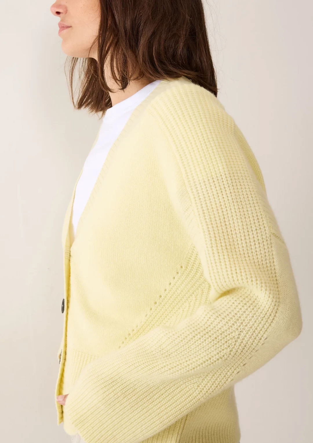Cashmere Lofty Cardigan In Lemonade by LOOP Cashmere on curated-crowd.com