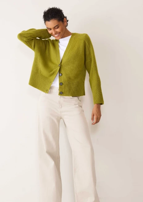 Cashmere Lofty Cardigan in Woodbine Green by LOOP Cashmere on curated-crowd.com