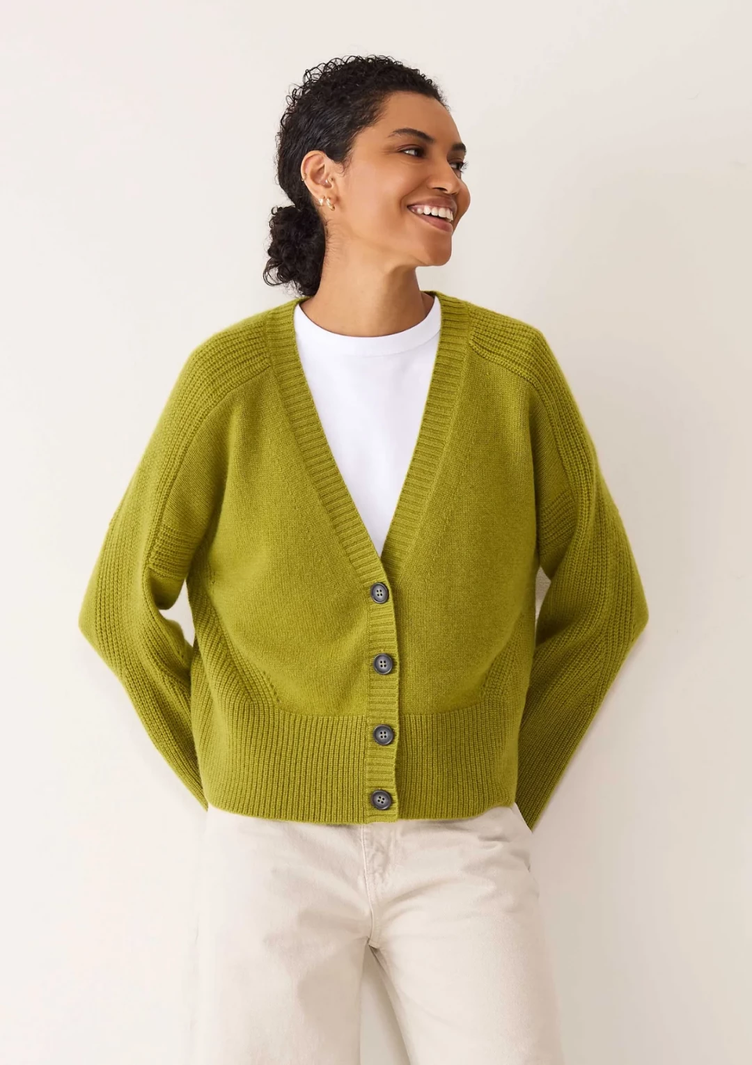 Cashmere Lofty Cardigan in Woodbine Green by LOOP Cashmere on curated-crowd.com