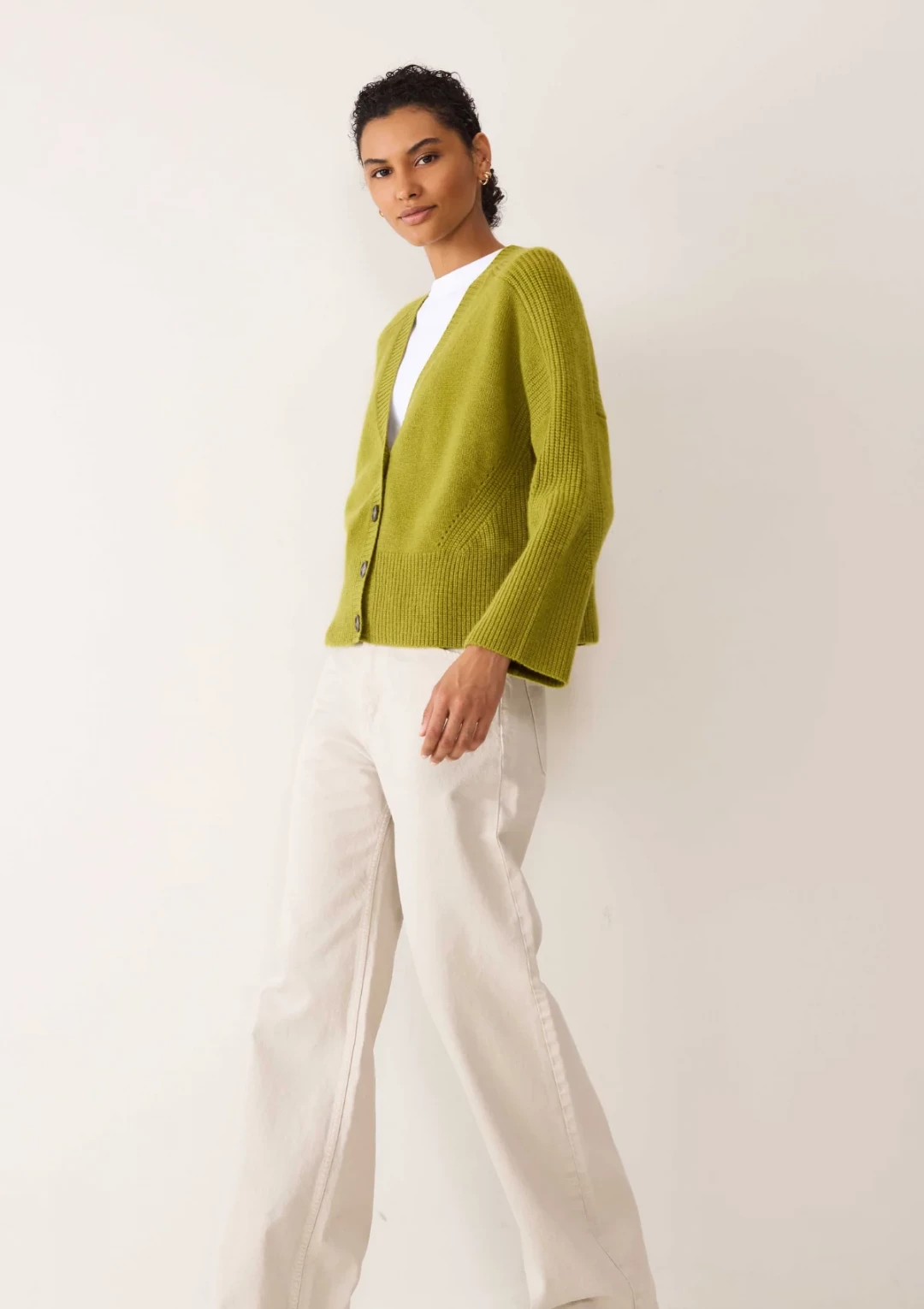 Cashmere Lofty Cardigan in Woodbine Green by LOOP Cashmere on curated-crowd.com