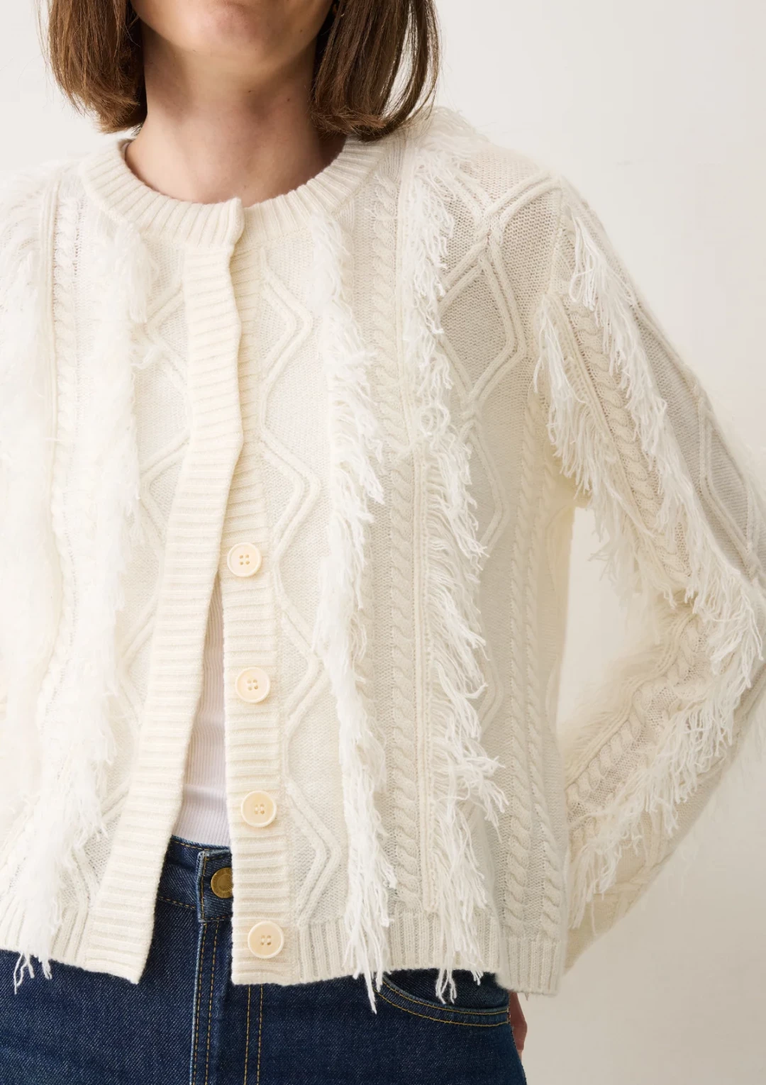 Fringe Cable Jacket by LOOP Cashmere on curated-crowd.com