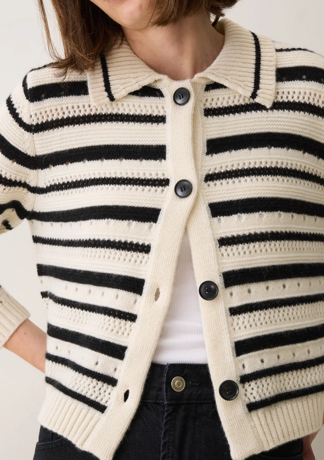 Cashmere Pointelle Jacket by LOOP Cashmere on curated-crowd.com