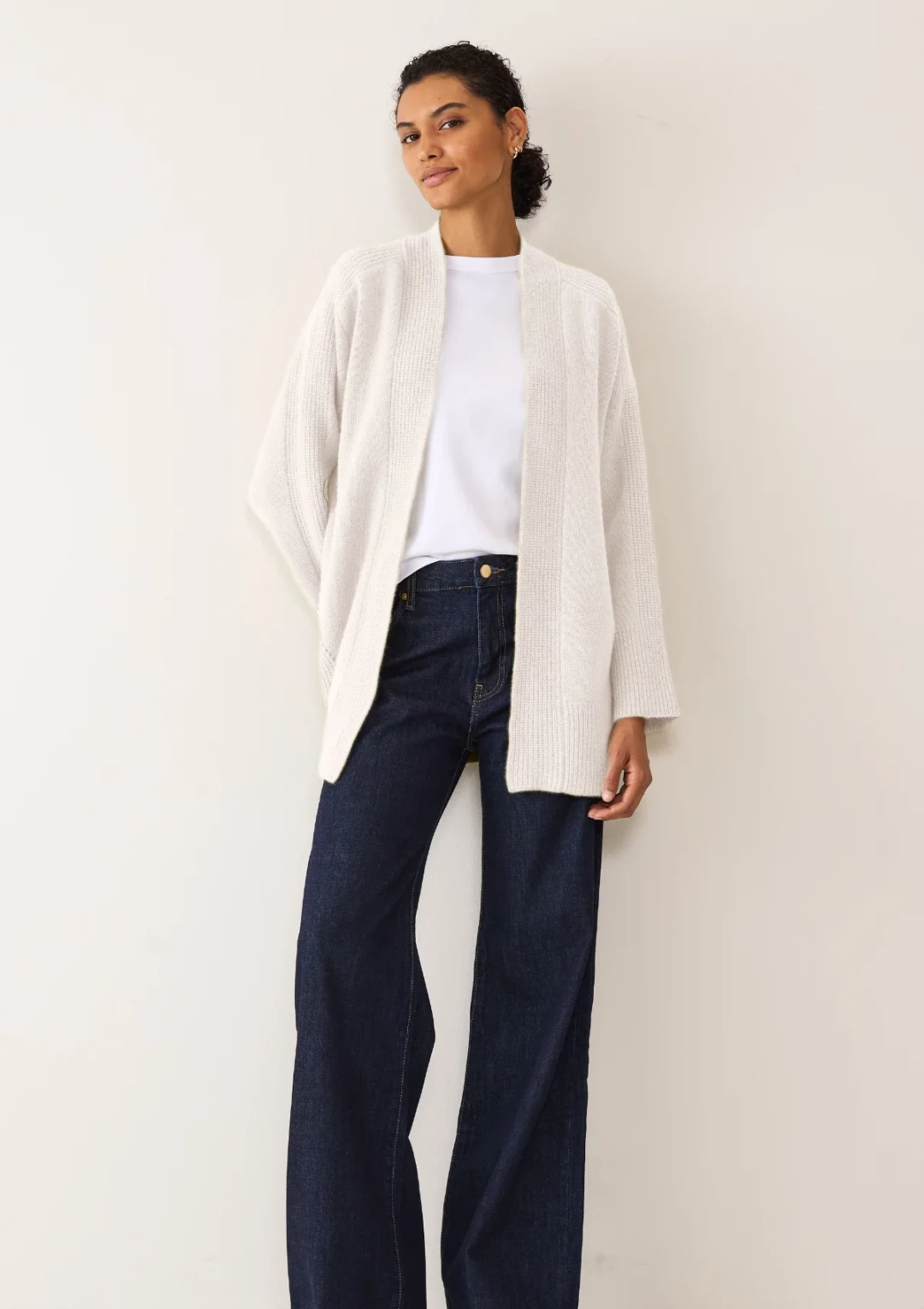 Ribbed Detail Edge To Edge Cardigan by LOOP Cashmere on curated-crowd.com