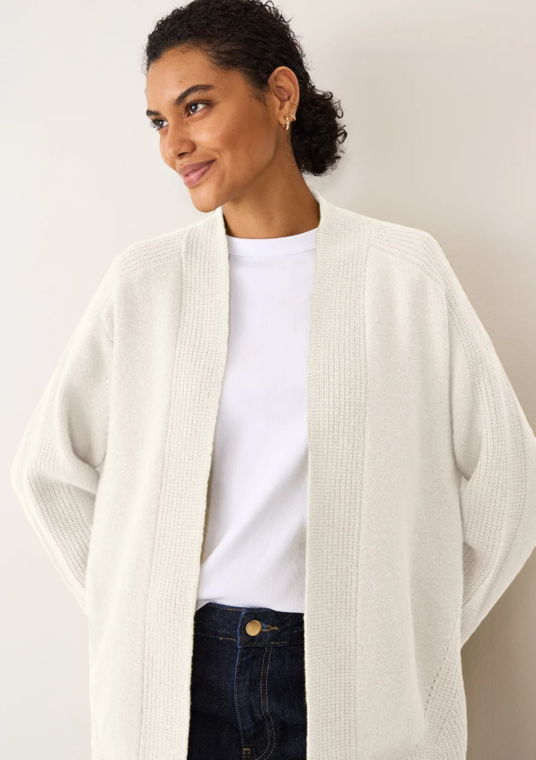 Ribbed Detail Edge To Edge Cardigan by LOOP Cashmere on curated-crowd.com
