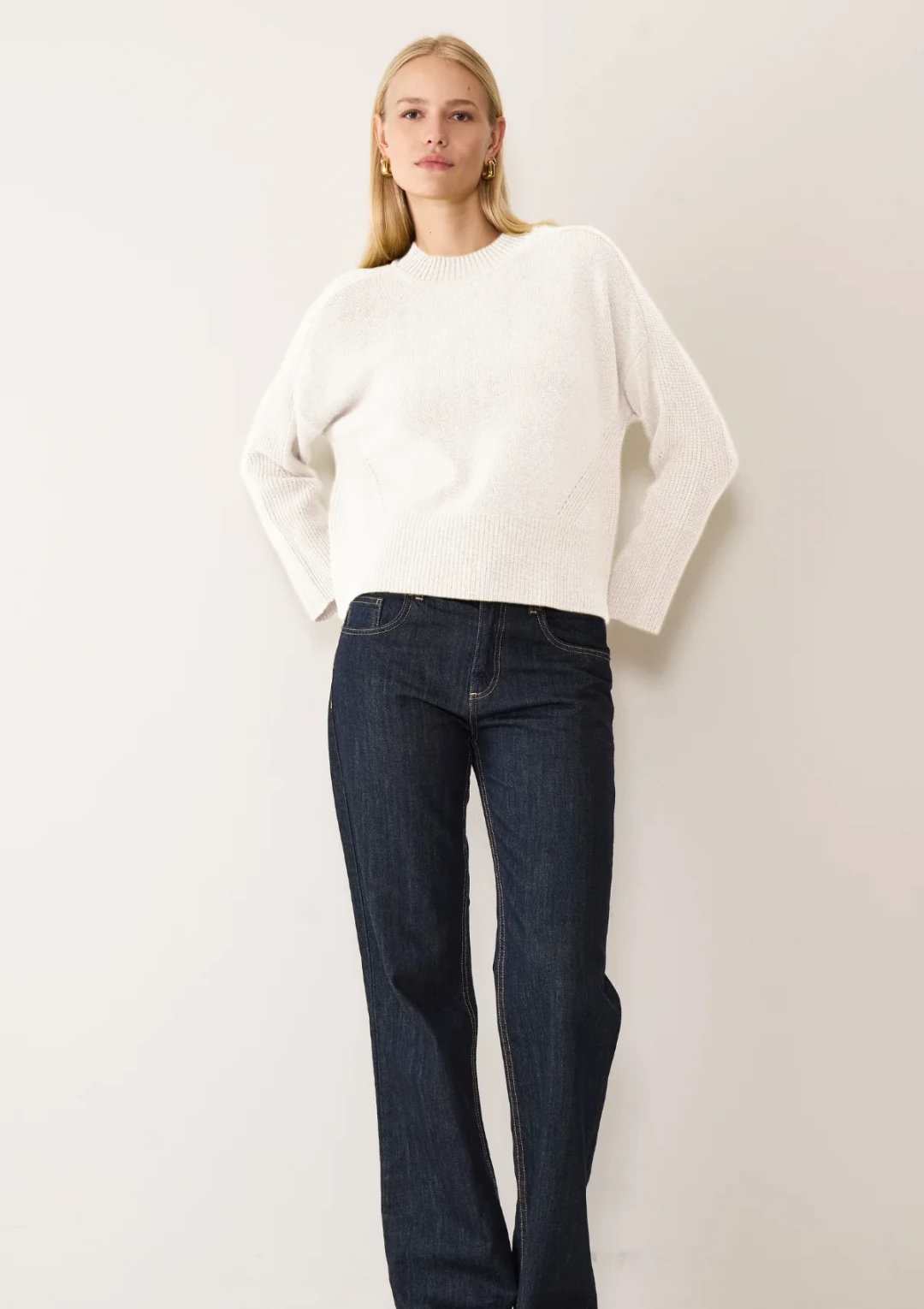Ribbed Detail Lofty Crew Sweatshirt by LOOP Cashmere on curated-crowd.com