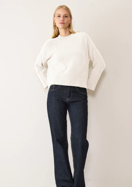 Ribbed Detail Lofty Crew Sweatshirt by LOOP Cashmere on curated-crowd.com