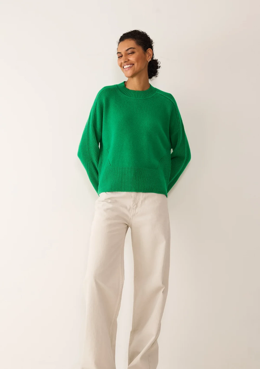 Ribbed Detail Lofty Crew Sweatshirt by LOOP Cashmere on curated-crowd.com