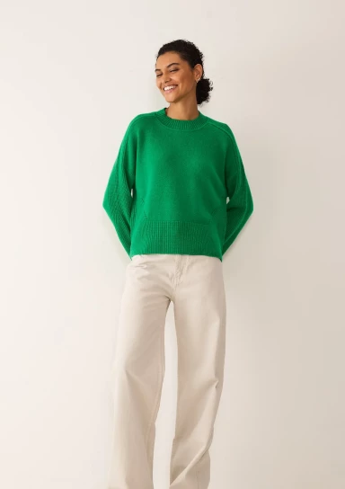 Ribbed Detail Lofty Crew Sweatshirt by LOOP Cashmere on curated-crowd.com