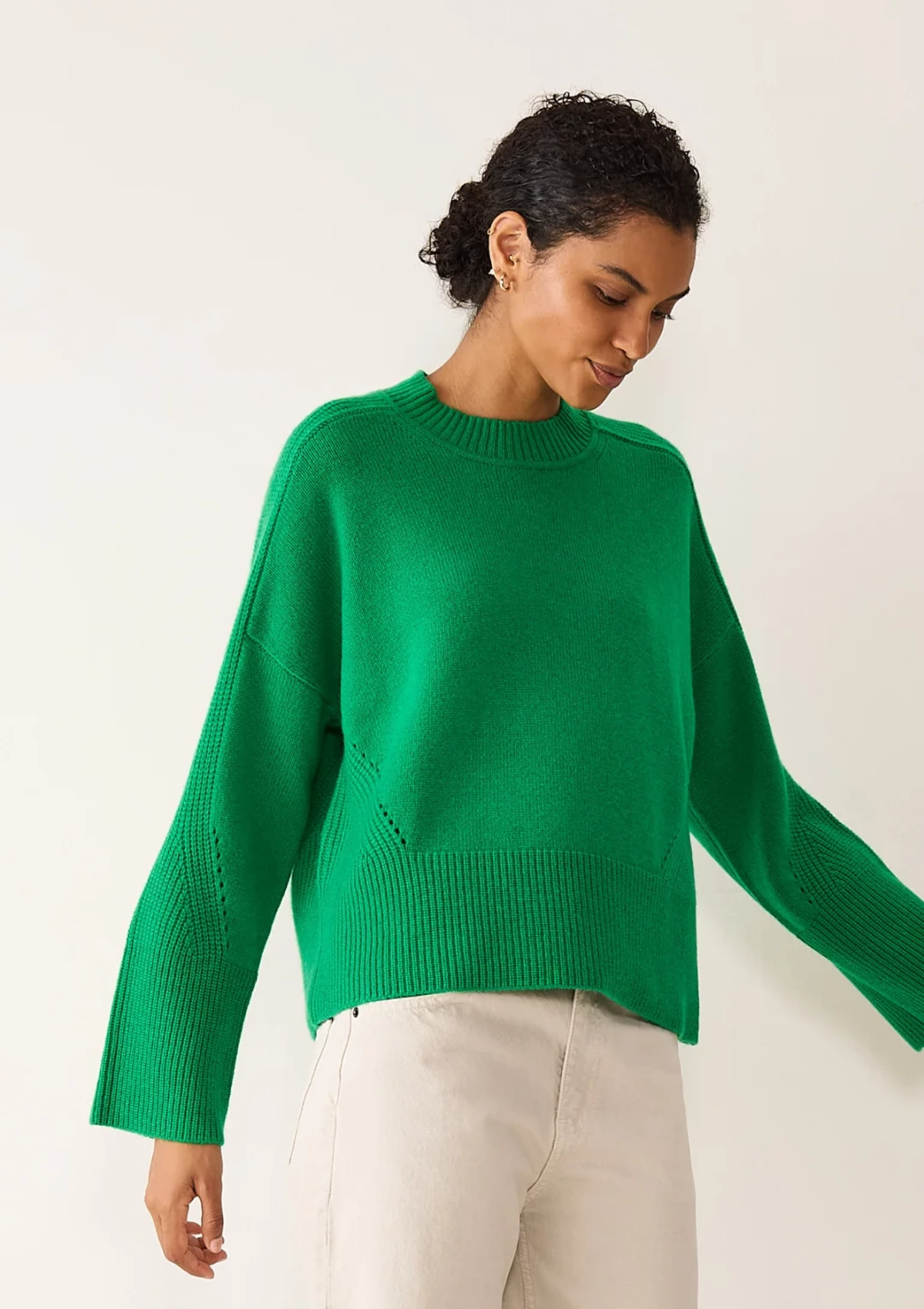 Ribbed Detail Lofty Crew Sweatshirt by LOOP Cashmere on curated-crowd.com
