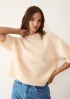 Ribbed Detail Lofty Cashmere T-Shirt in Latte by LOOP Cashmere on curated-crowd.com