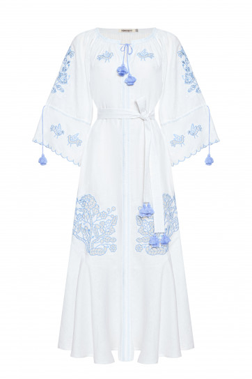 Tree Of Life White Maxi Dress by FOBERINI on curated-crowd.com