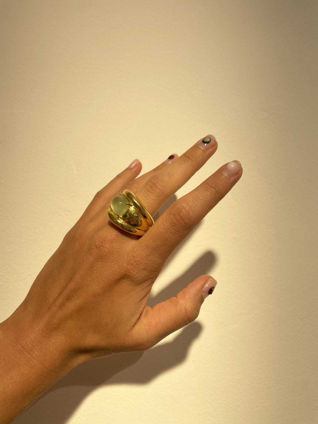 Sugarloaf Cabochon Prehnite Set Octavia Ring by Tay Jewellery on curated-crowd.com