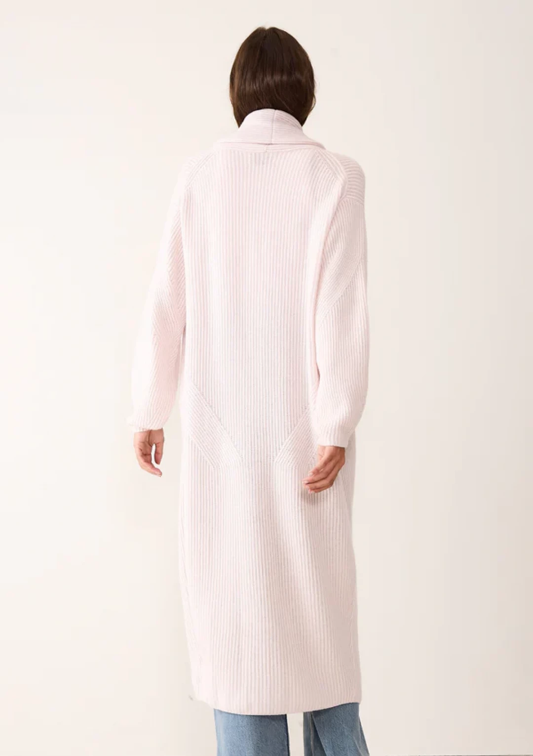Ribbed Cashmere Coatigan in Ballet Pink by LOOP Cashmere on curated-crowd.com