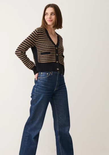 Textured Cashmere Cardigan in Black by LOOP Cashmere on curated-crowd.com