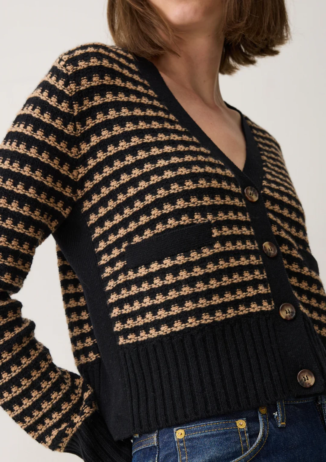 Textured Cashmere Cardigan in Black by LOOP Cashmere on curated-crowd.com