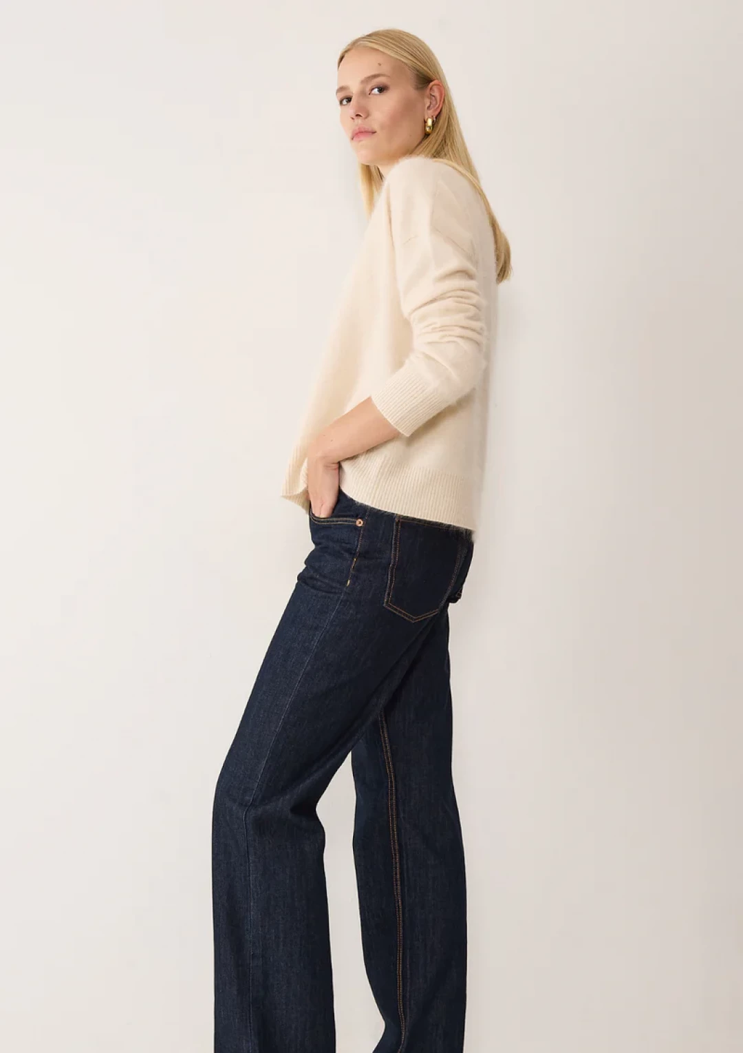 Brushed Cashmere Cardigan In Porcelain by LOOP Cashmere on curated-crowd.com