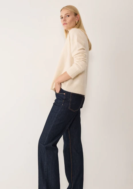 Brushed Cashmere Cardigan In Porcelain by LOOP Cashmere on curated-crowd.com