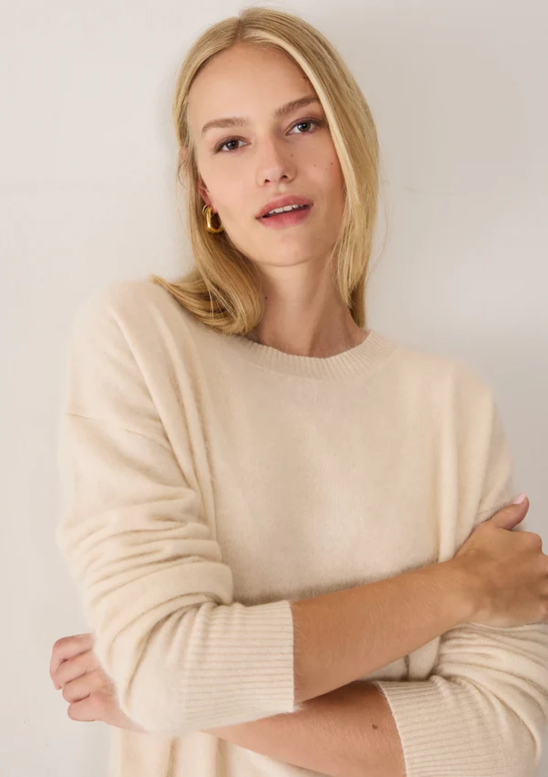 Brushed Cashmere Cardigan In Porcelain by LOOP Cashmere on curated-crowd.com