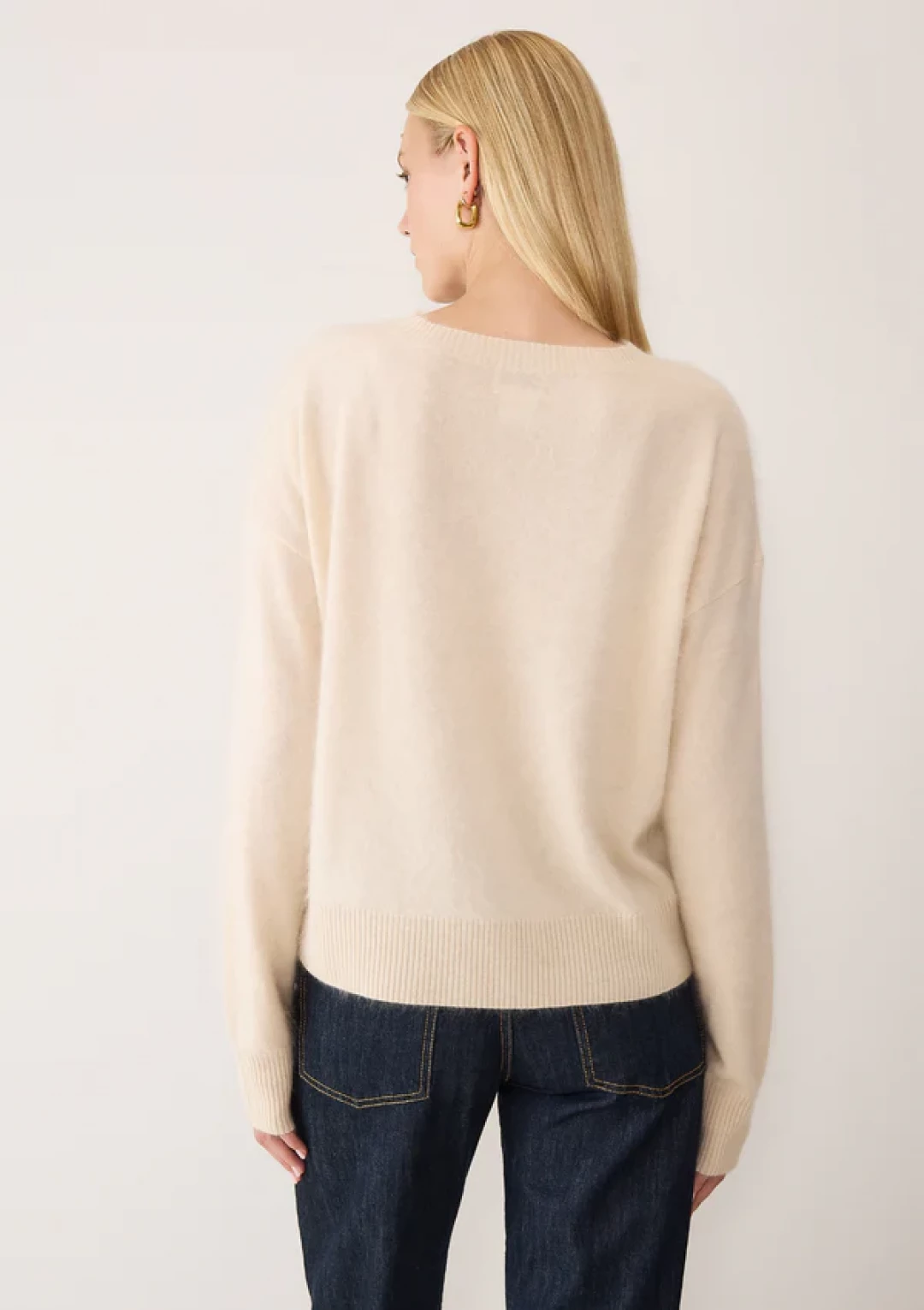 Brushed Cashmere Cardigan In Porcelain by LOOP Cashmere on curated-crowd.com