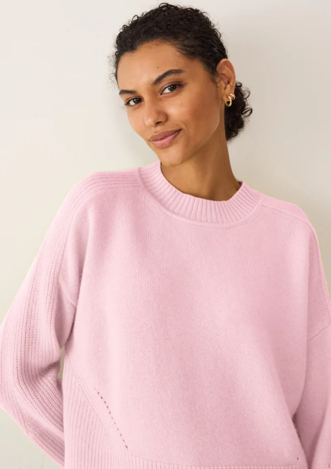 Ribbed Detail Lofty Crew Sweatshirt by LOOP Cashmere on curated-crowd.com