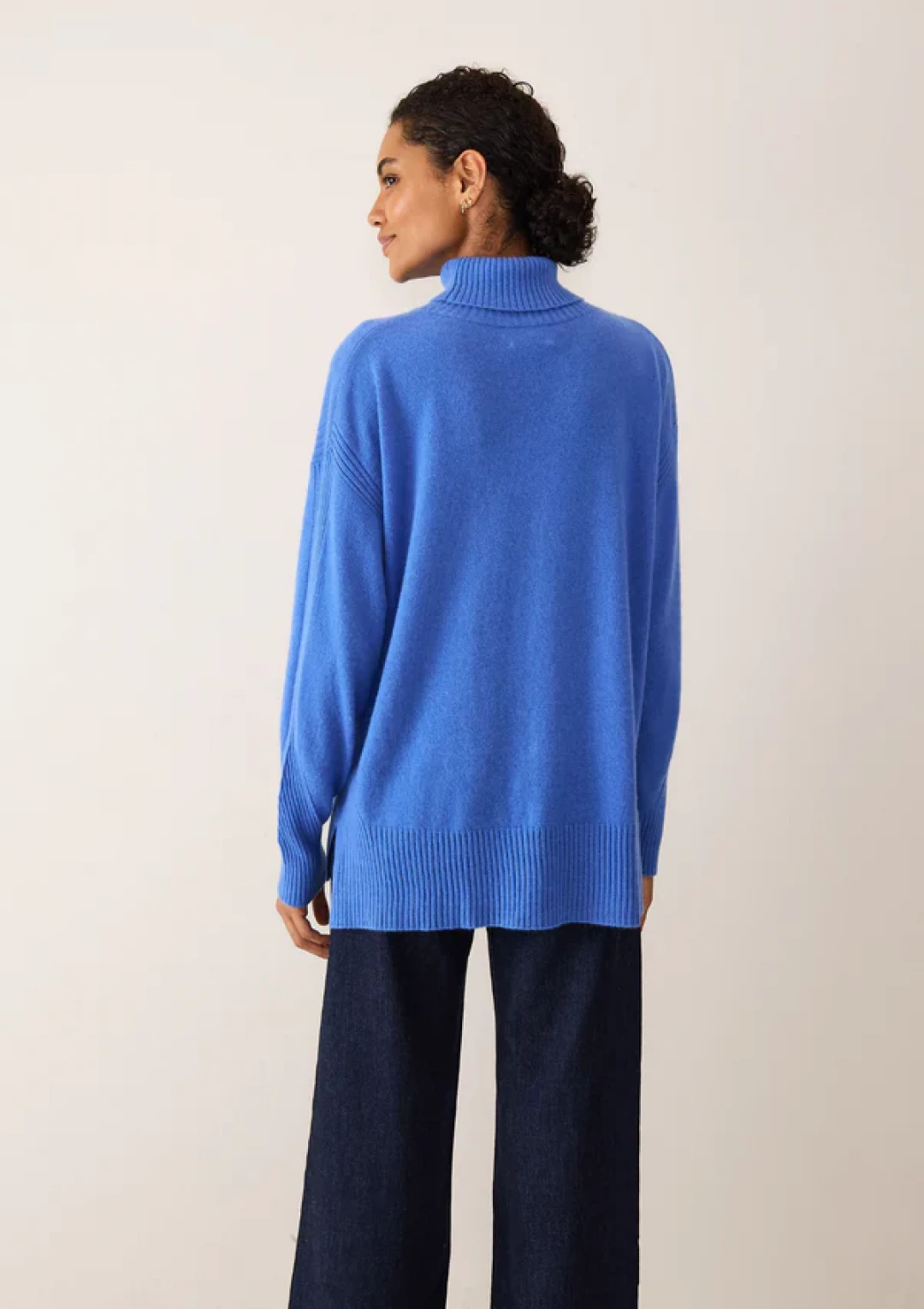 Chevron Detail Relaxed Polo Sweater in Lake Blue by  on curated-crowd.com