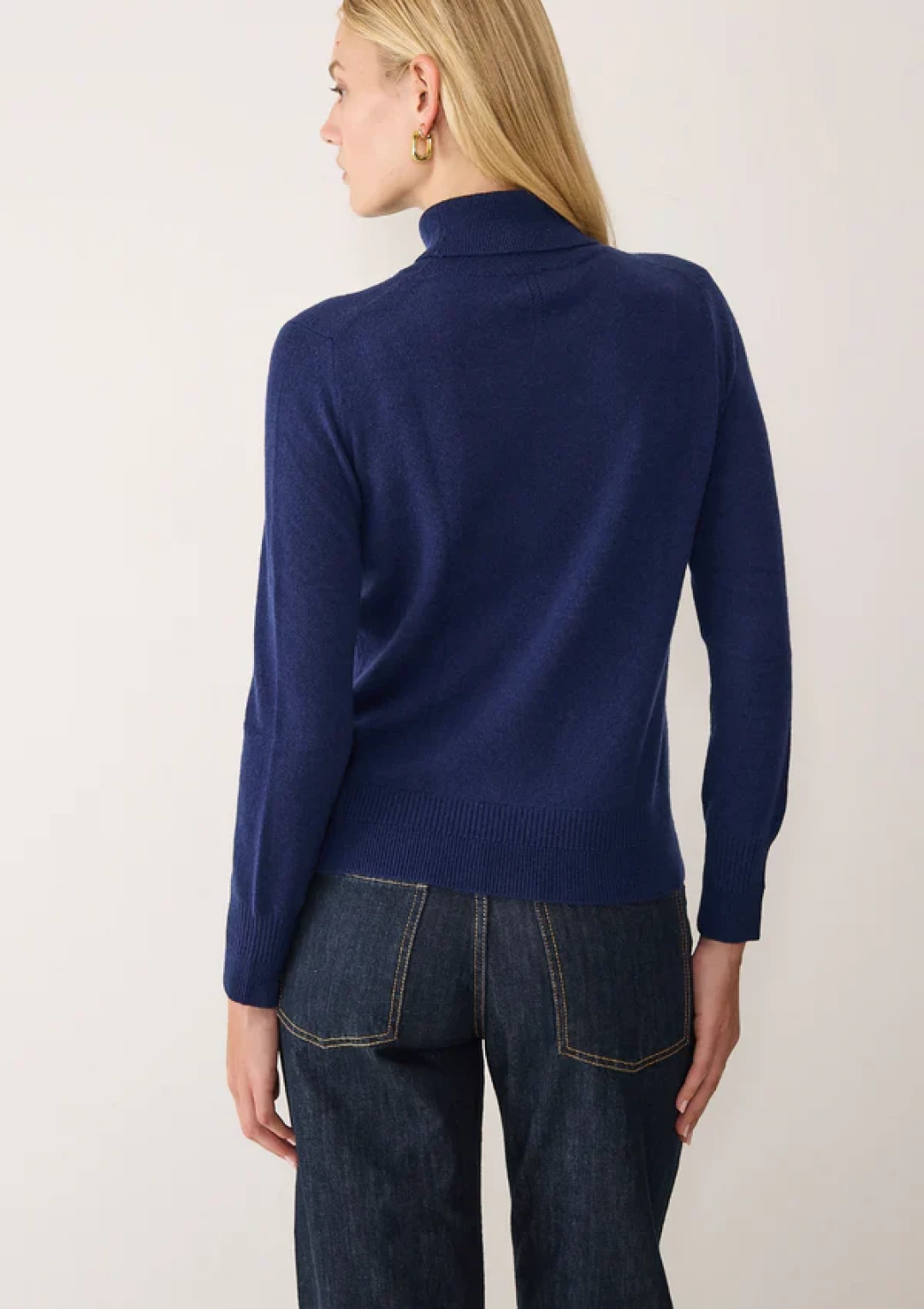 Cashmere Polo Neck Sweater in Midnight Blue by LOOP Cashmere on curated-crowd.com