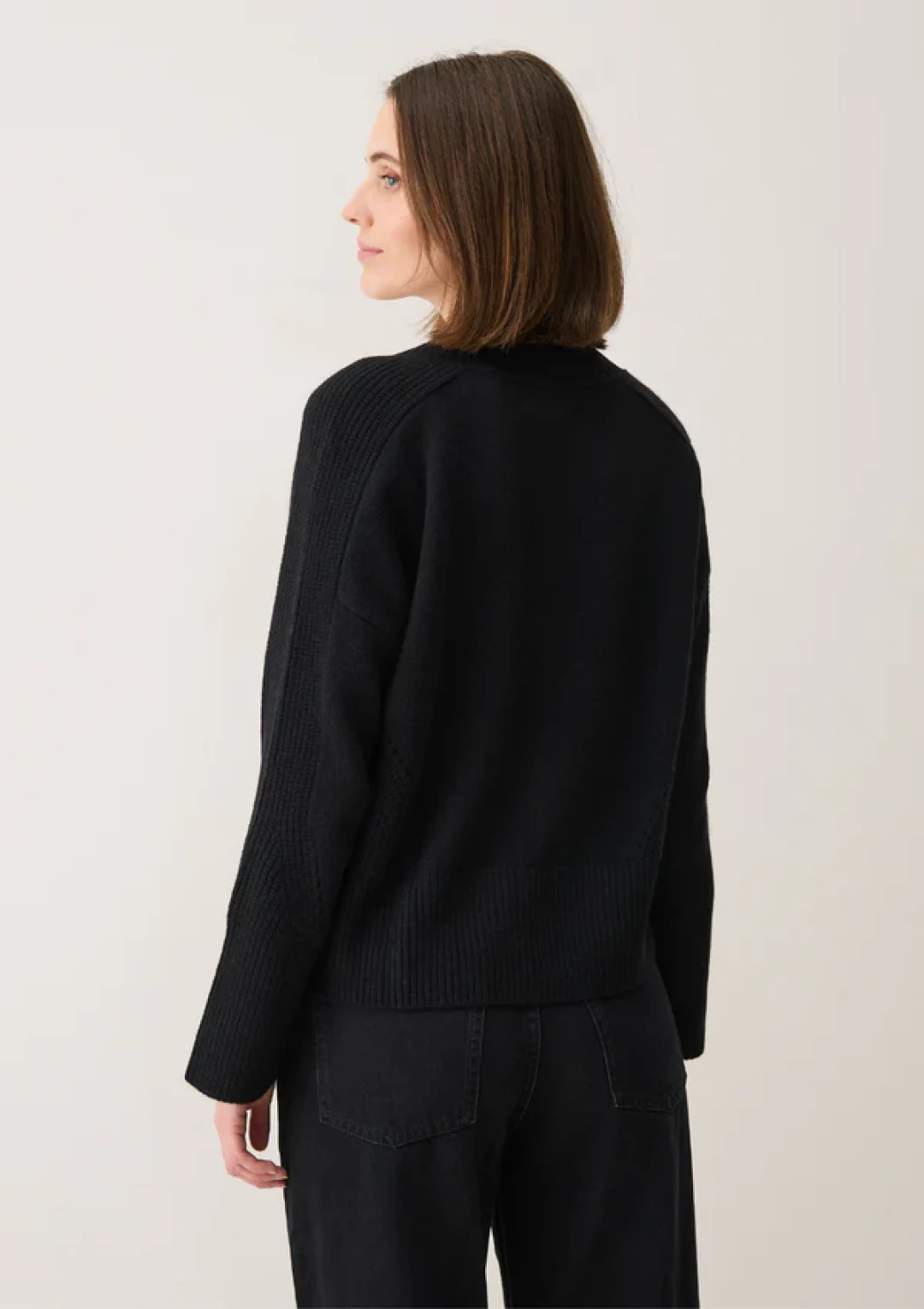 Relaxed Lofty V Neck Sweater in Jet black by LOOP Cashmere on curated-crowd.com