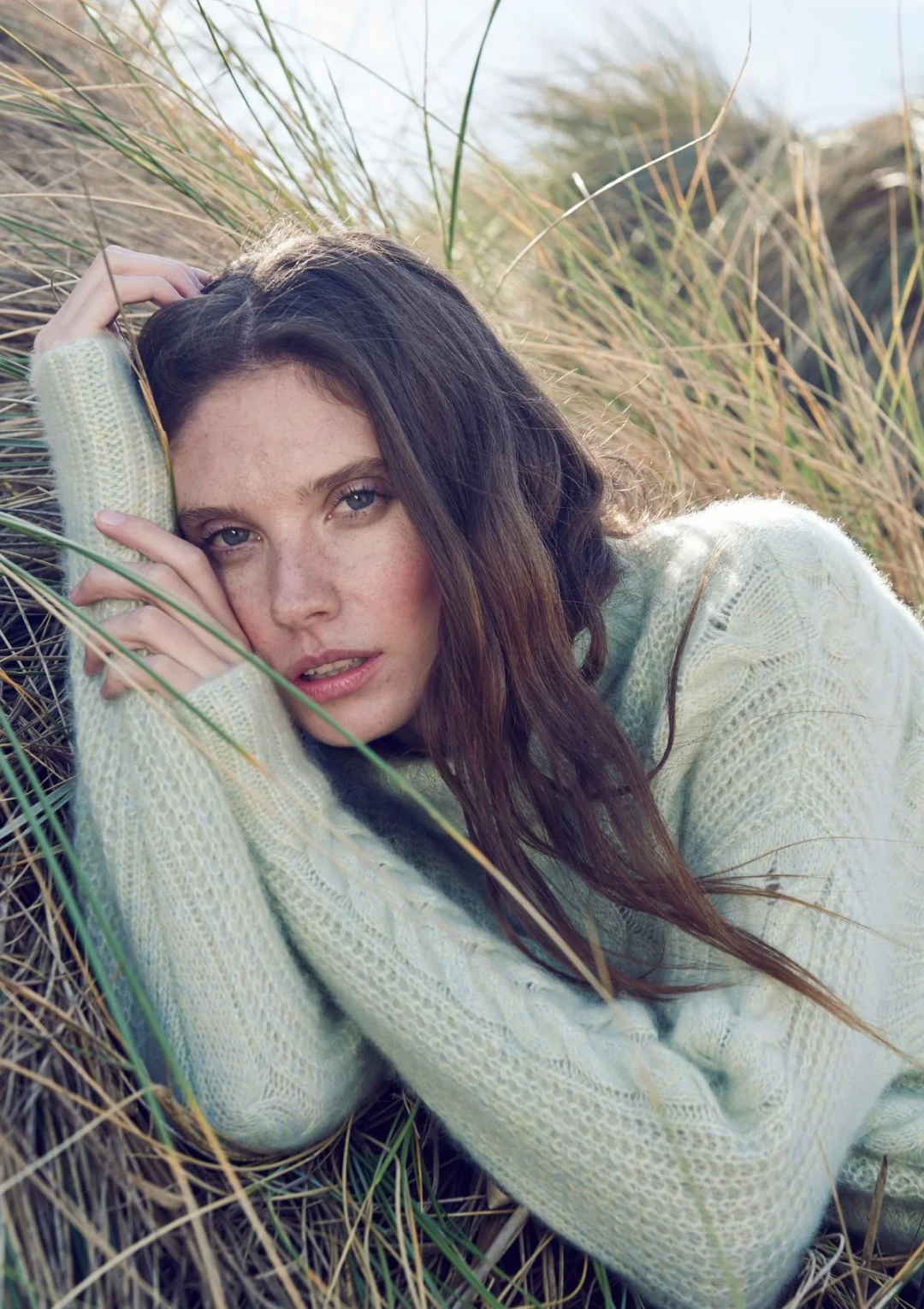 Silk Cashmere Cable Polo Neck In Pistachio Green by LOOP Cashmere on curated-crowd.com