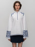 Embroidered Linen Blouse with Wide Sleeves 'Teren Syniy' by Etnodim on curated-crowd.com