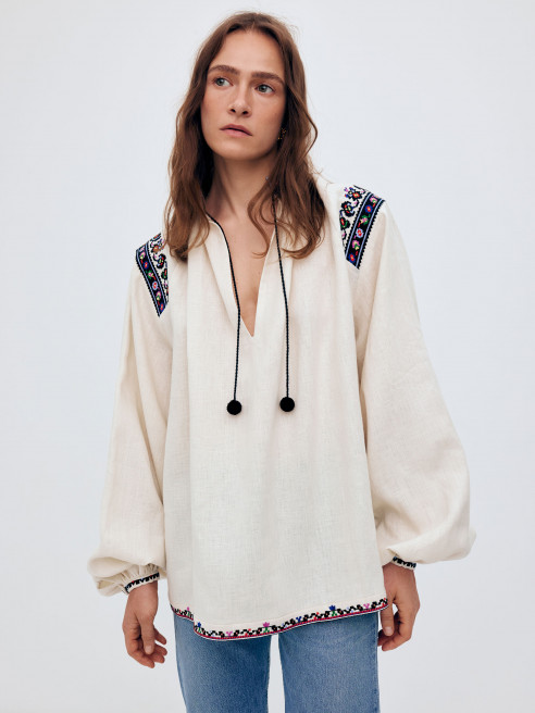Linen Embroidered shirt "Olha" by Etnodim on curated-crowd.com
