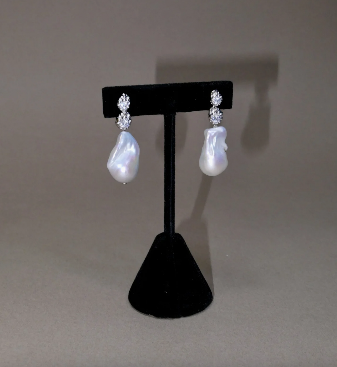 Marla Double Baroque Pearl Earring by Emili on curated-crowd.com